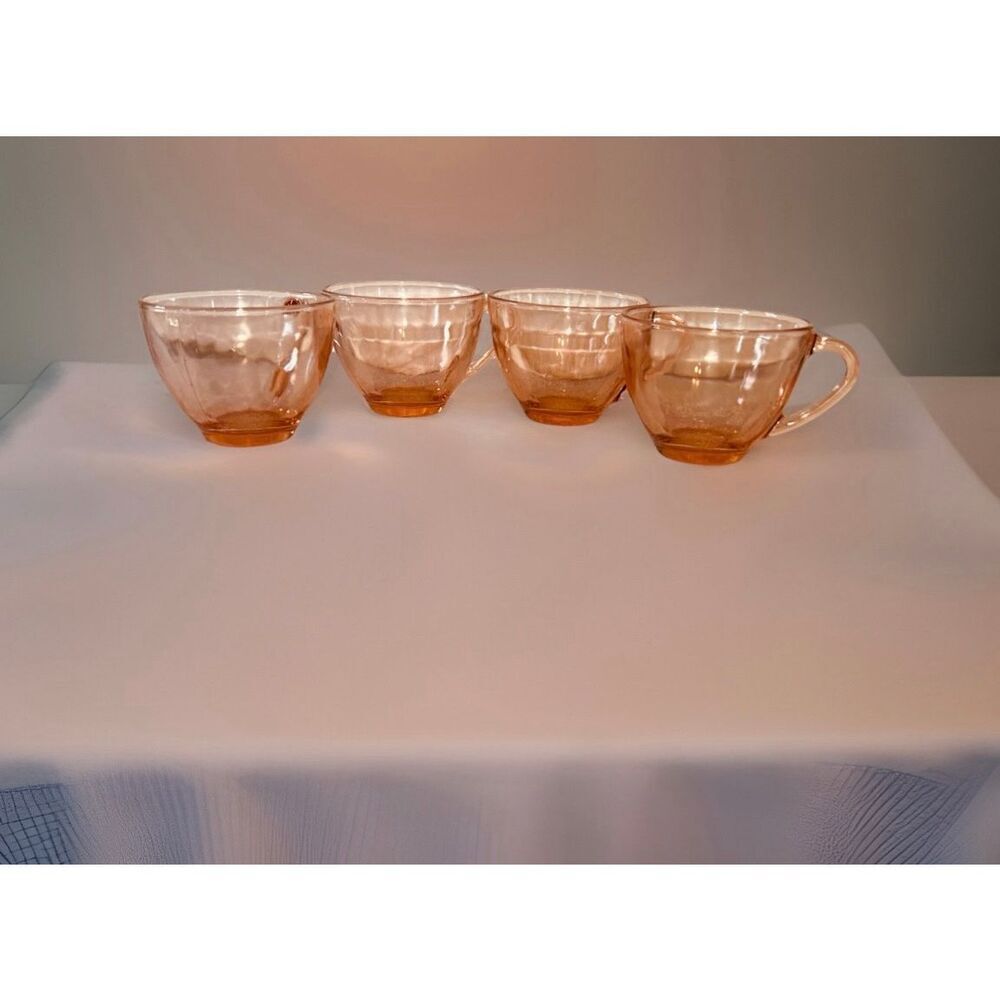 4 KIG Indonesia Blush Pink collectible glassware cups tea/coffee/punch